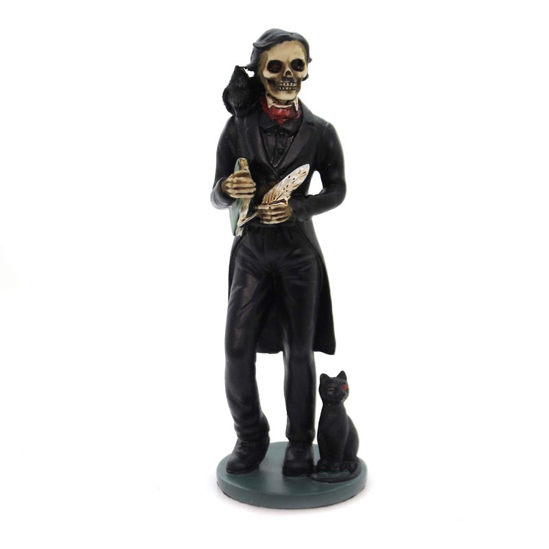 SUMMIT COLLECTION YTC 5.5 Inch Skeledgar Allan Poe Skeleton Figurine with Book, Black - Image 1